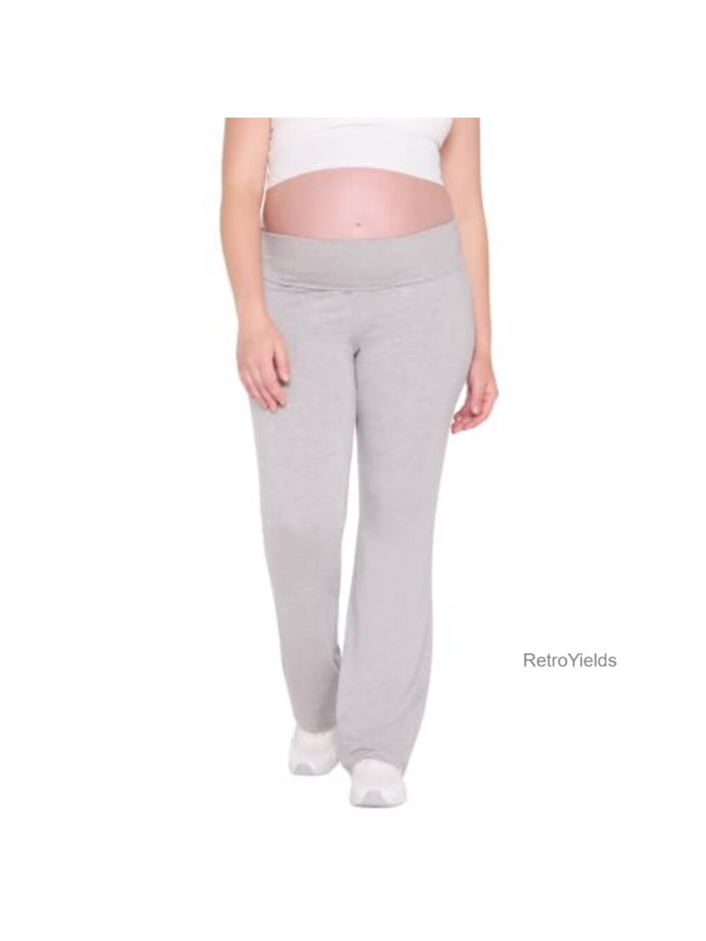 Maternity Full Length Fold Over Waist Flare Pregnancy Yoga Pants